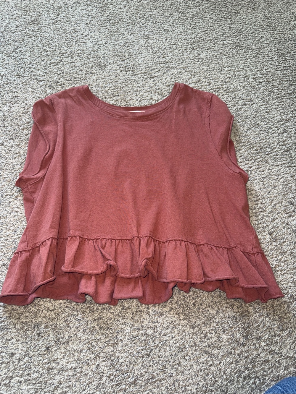 Altar'd State Rosewood Ruffle-Hem Sleeveless Crop Top
